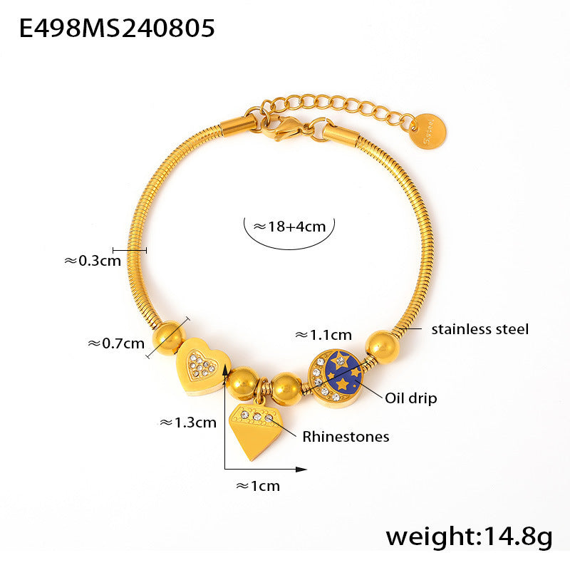 Cold Wind Love Round Brand Diamond Drop Oil Bracelet Weloria