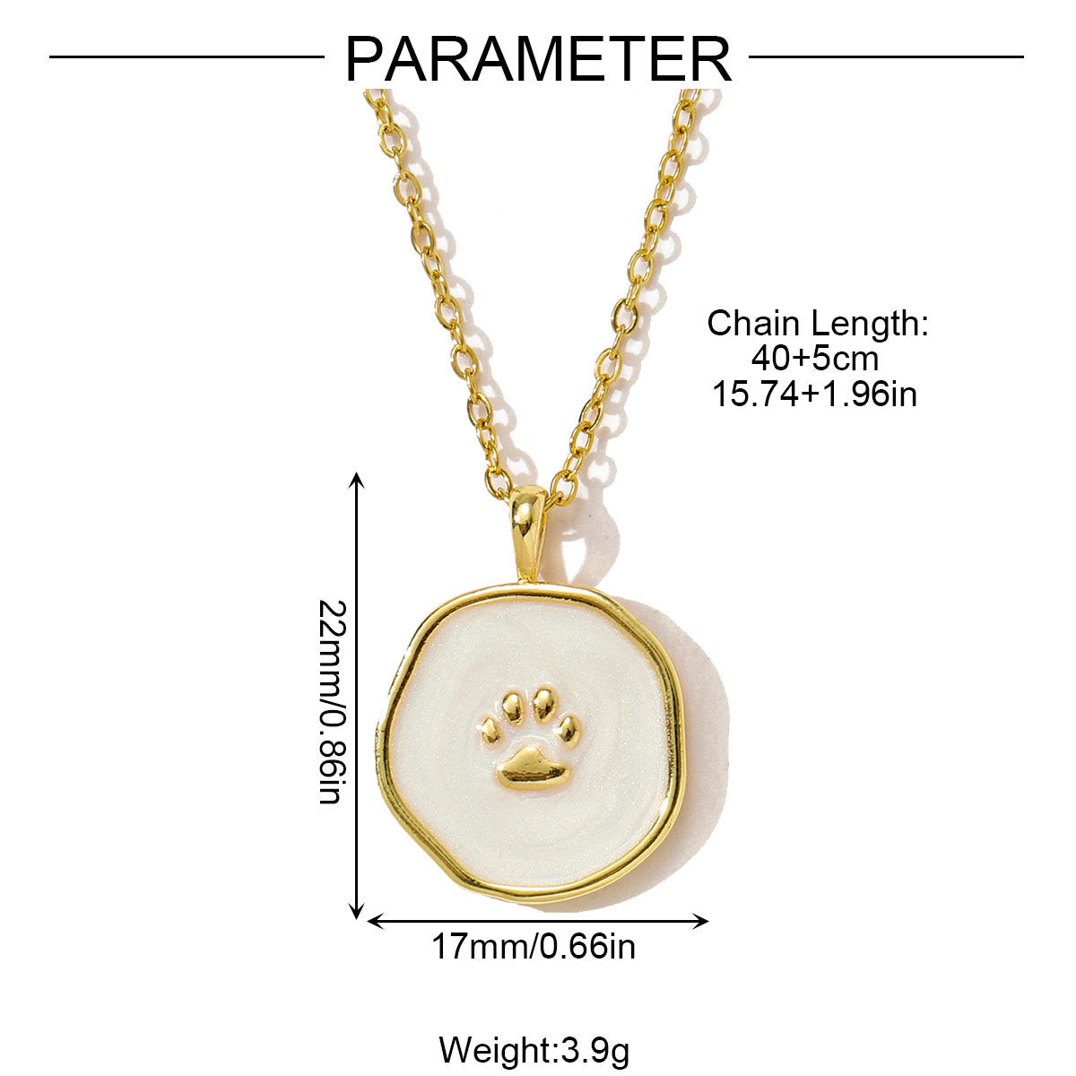 18K Real Gold Plated Drop Oil Cat's Paw Dog's Paw Pendant Necklace Weloria