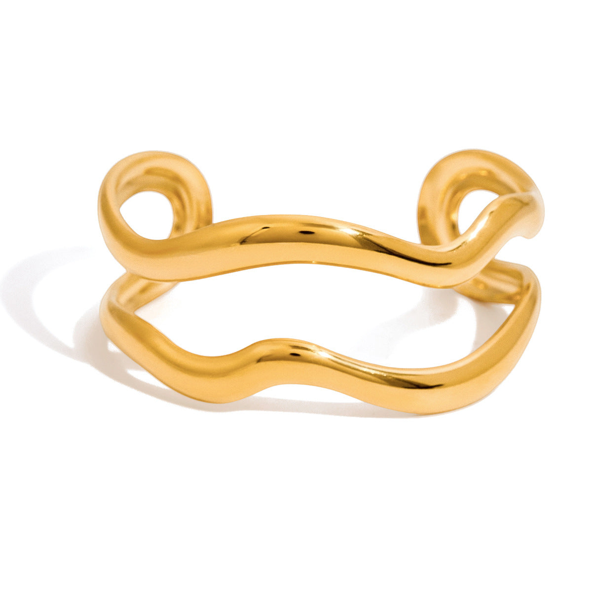 Minimalist 18K Gold Stainless Steel Glossy Line Double-layer Bracelet Weloria