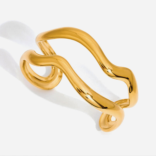 Minimalist 18K Gold Stainless Steel Glossy Line Double-layer Bracelet Weloria