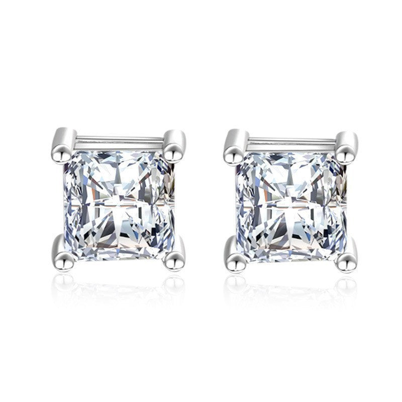 Heart-shaped Six-claw Inlaid Zircon Earrings Weloria