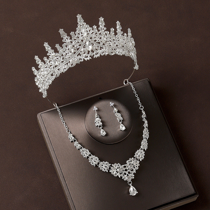 Retro Atmospheric Rhinestone Birthday Crown Hair Accessories Three-piece Suit Weloria