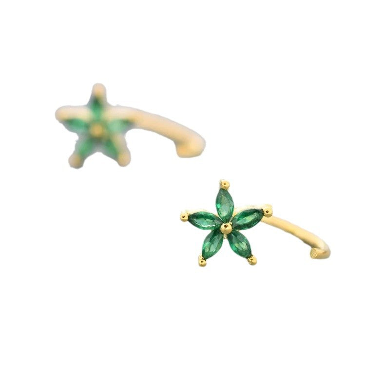 Zircon Ear Studs Copper Plated Real Gold Micro Inlaid Women's Fashion Earrings Weloria