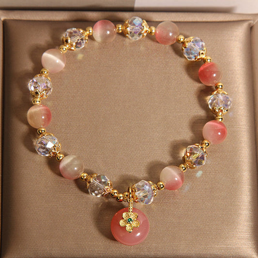 New Chinese Style Gradually Varied Pink Opal Bracelet Women's Light Luxury Small Weloria