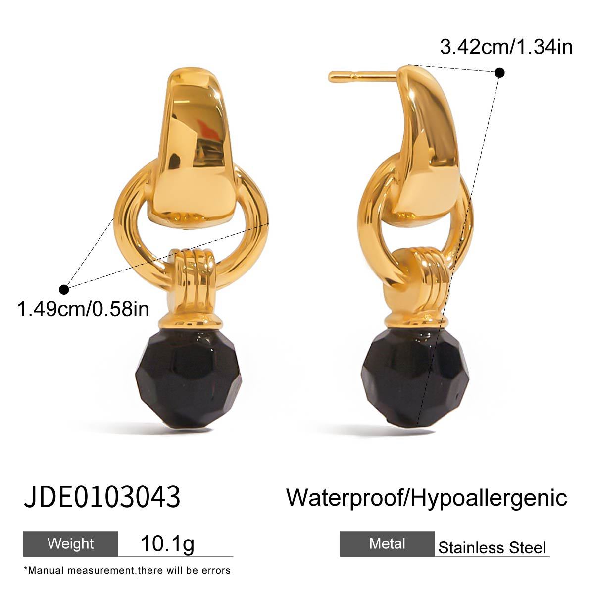 Stainless Steel Black Crystal Earrings Titanium Steel Earrings Weloria