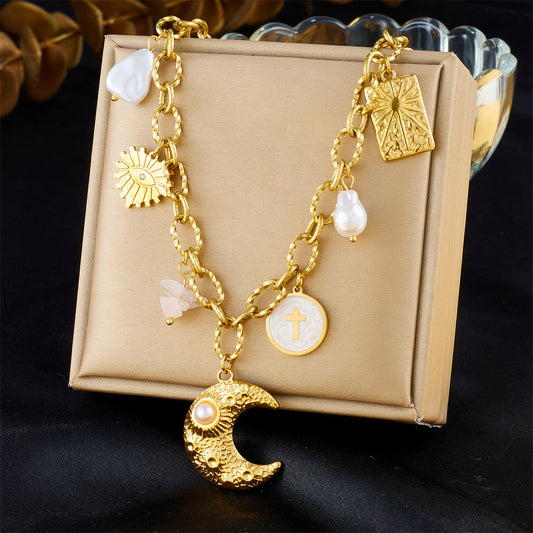 Stainless Steel Chain Star Moon Love Eye Necklace Weloria