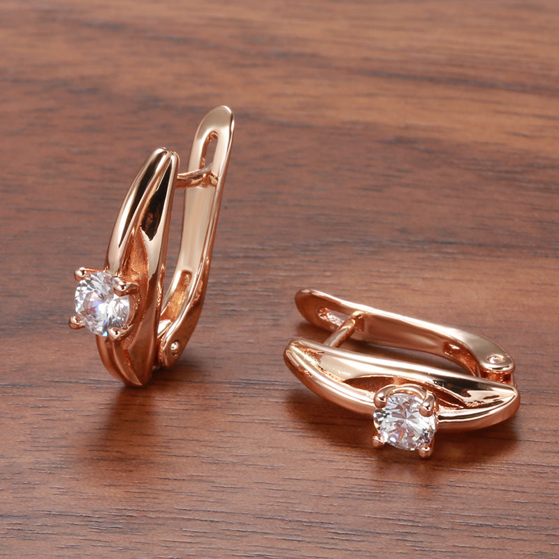 Simple Graceful Rose Gold Earrings Fashion Temperament Weloria
