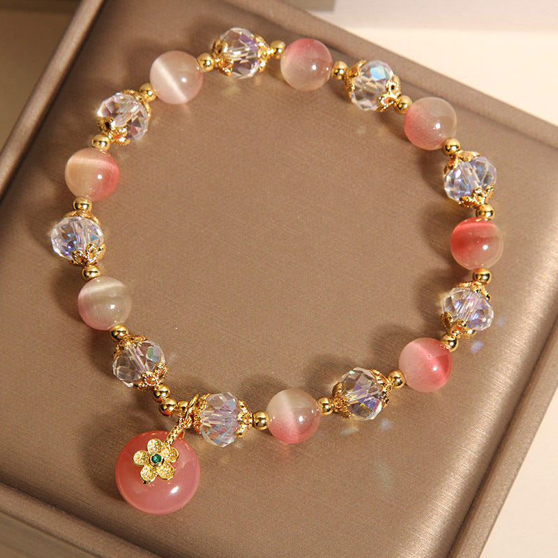 New Chinese Style Gradually Varied Pink Opal Bracelet Women's Light Luxury Small Weloria