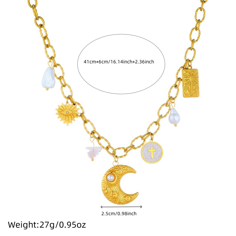 Stainless Steel Chain Star Moon Love Eye Necklace Weloria