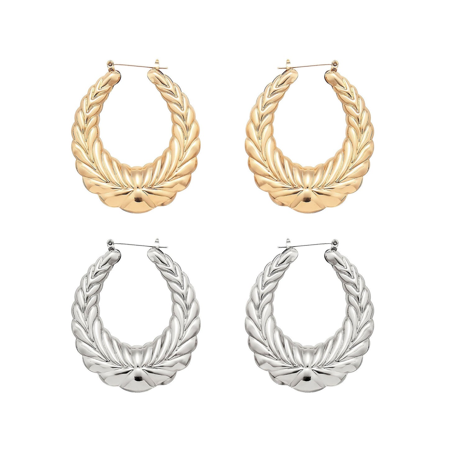 Fashion Personality Wheat Pattern Oval Earrings Weloria