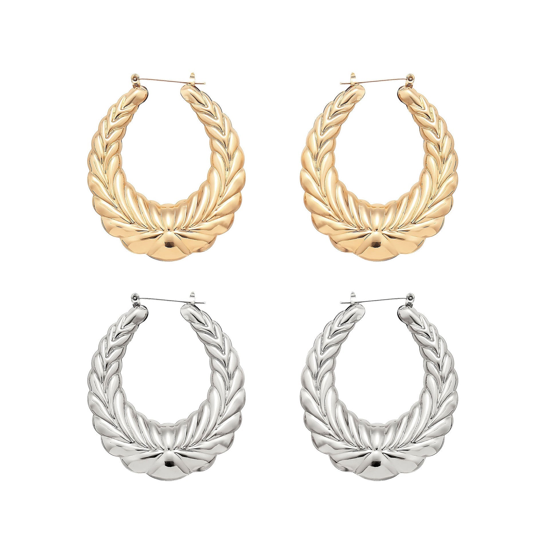 Fashion Personality Wheat Pattern Oval Earrings Weloria