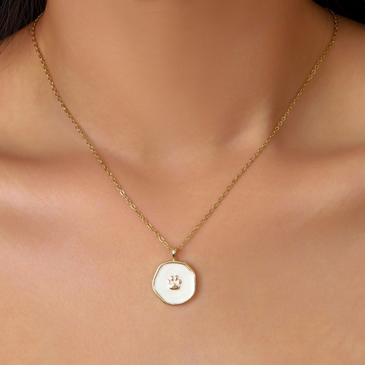 18K Real Gold Plated Drop Oil Cat's Paw Dog's Paw Pendant Necklace Weloria