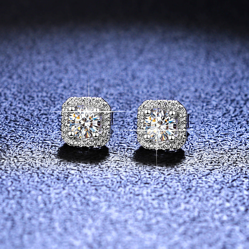 Heart-shaped Six-claw Inlaid Zircon Earrings Weloria