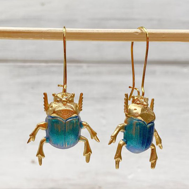 Creative Personality Beetle Gold Metal Animals And Insects Design Earrings Weloria