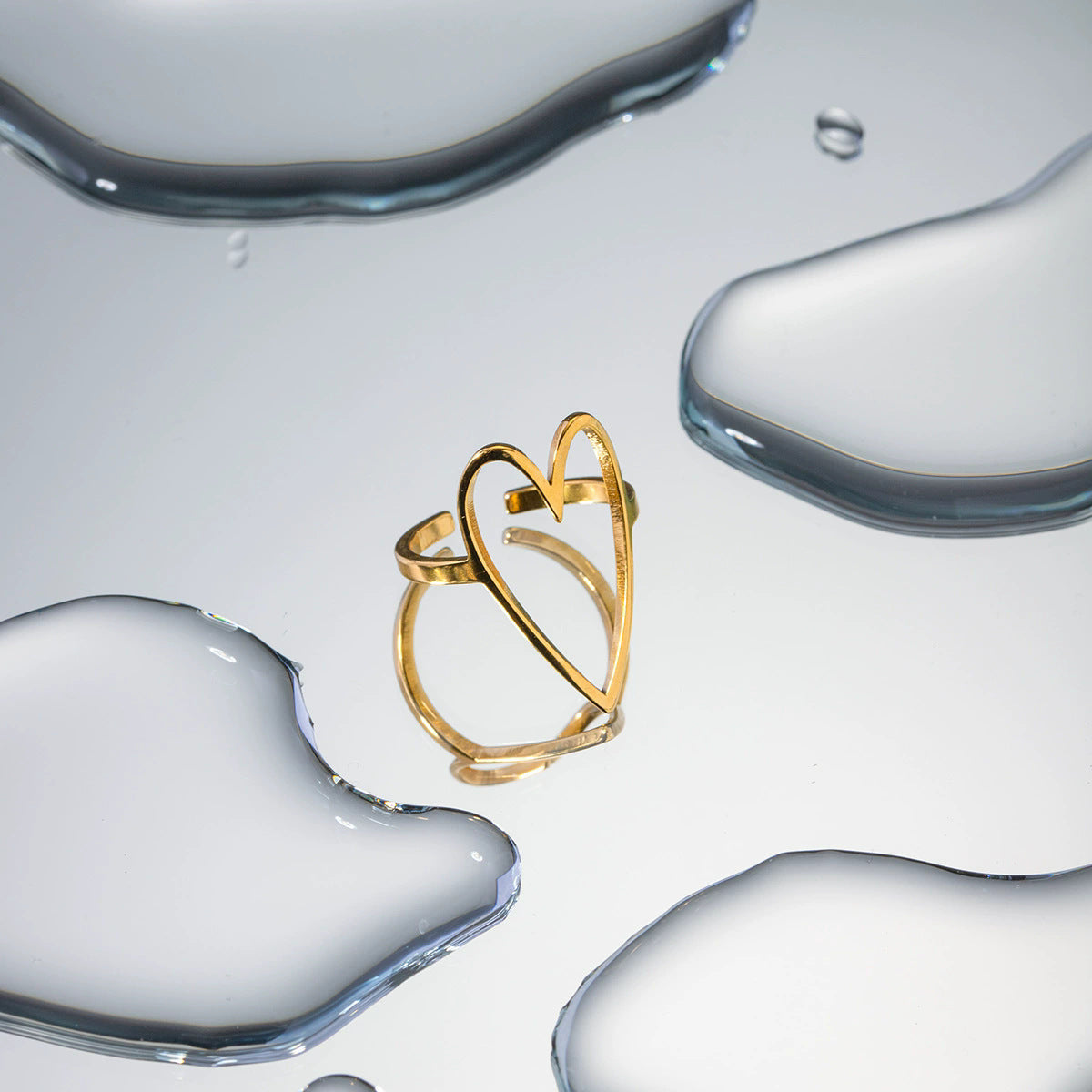 Women's Fashionable New Oil Pressure Opening Love Heart Ring Weloria