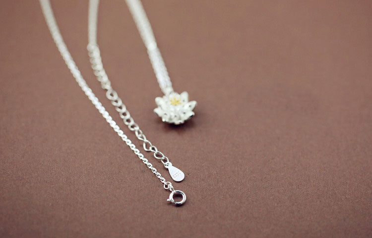 S925 Sterling Silver Personalized Lotus Necklace Weloria
