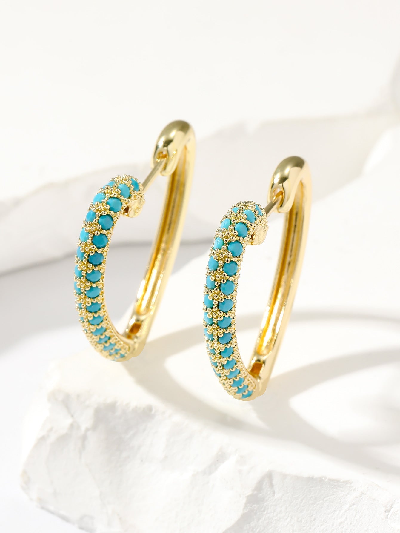 Fashion Retro Gold Love Multi-color Zircon Stud Earrings Weloria