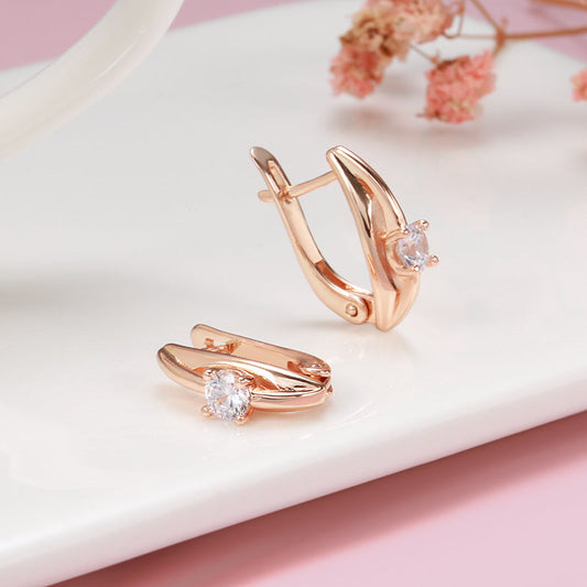 Simple Graceful Rose Gold Earrings Fashion Temperament Weloria