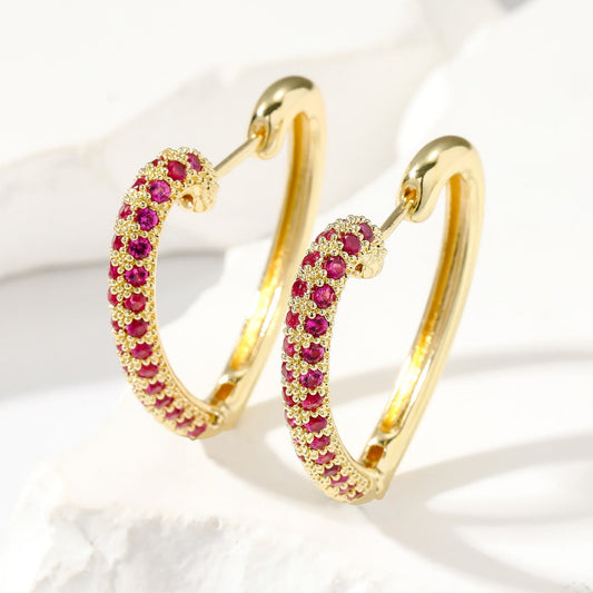 Fashion Retro Gold Love Multi-color Zircon Stud Earrings Weloria