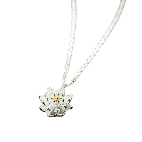 S925 Sterling Silver Personalized Lotus Necklace Weloria