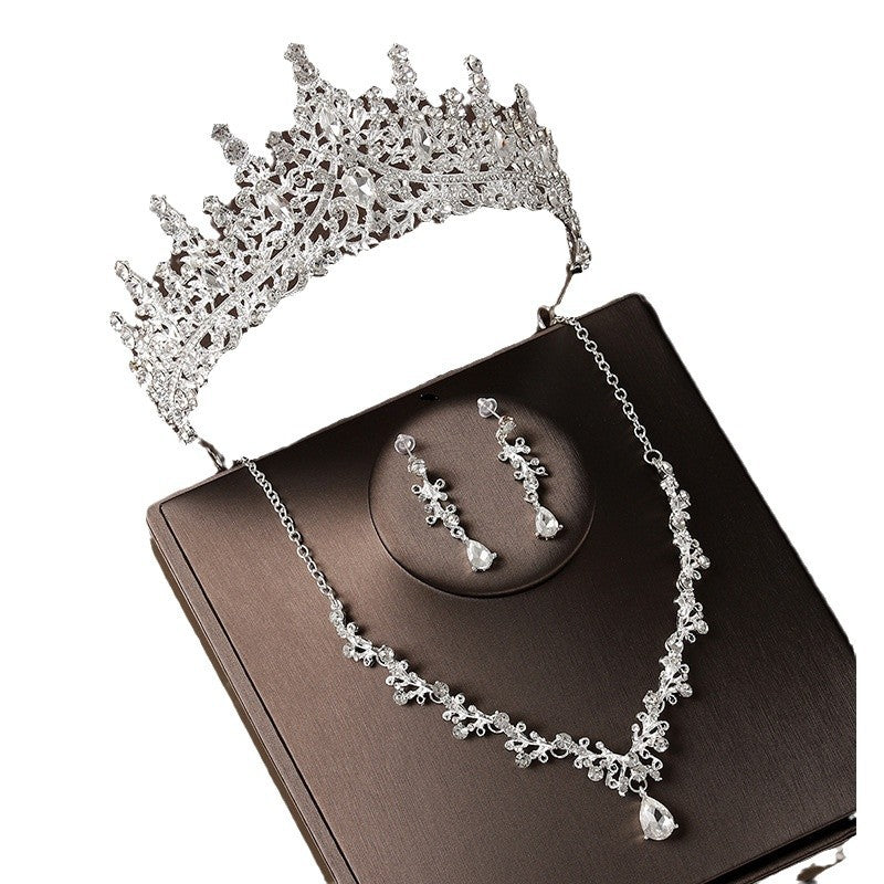 Retro Atmospheric Rhinestone Birthday Crown Hair Accessories Three-piece Suit Weloria