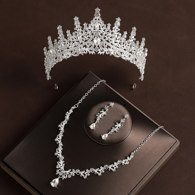 Retro Atmospheric Rhinestone Birthday Crown Hair Accessories Three-piece Suit Weloria