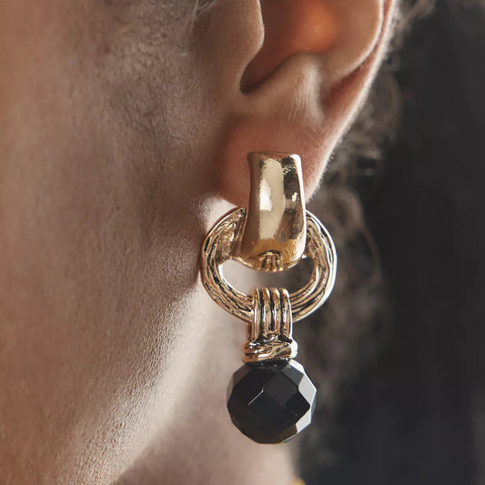 Stainless Steel Black Crystal Earrings Titanium Steel Earrings Weloria