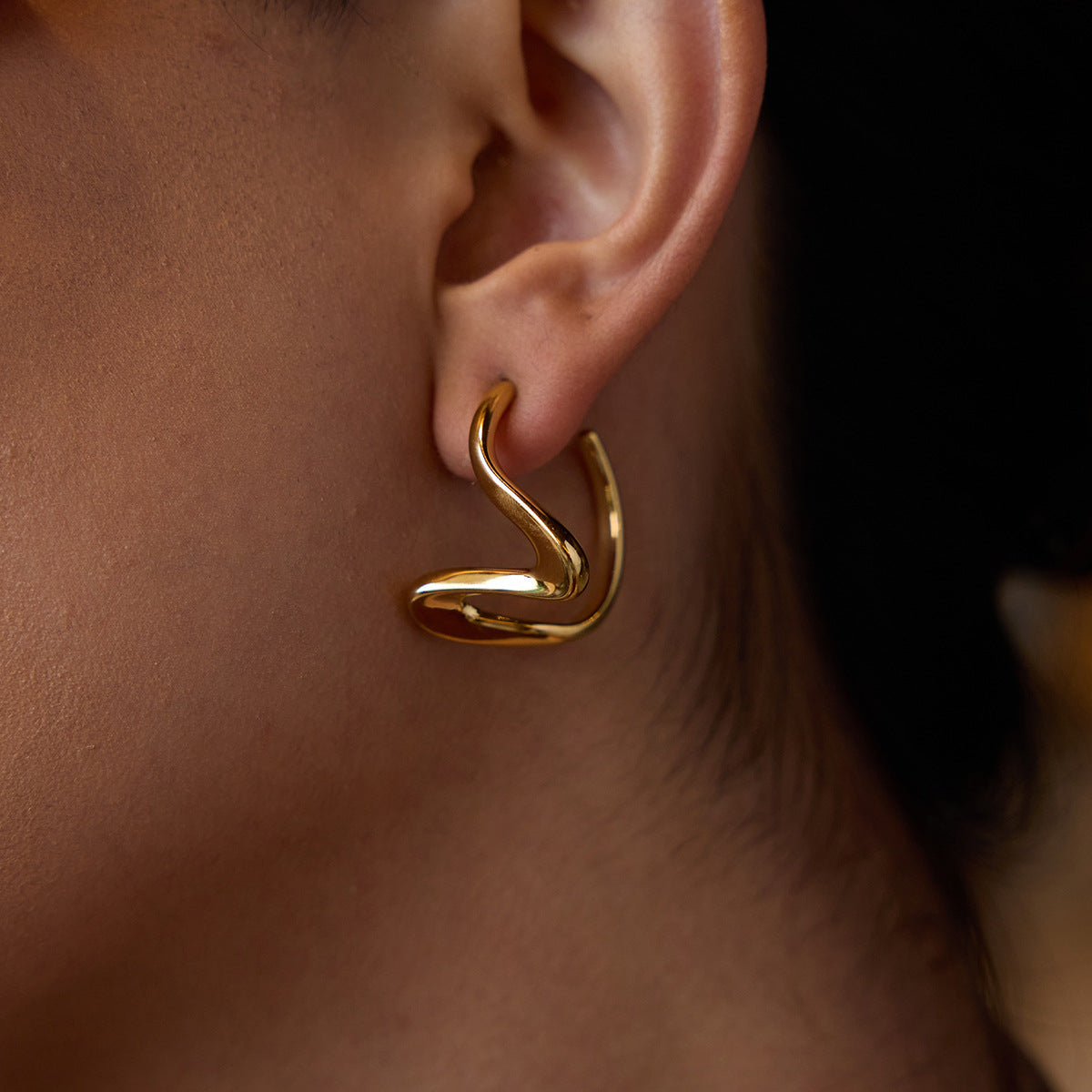 Titanium Steel Earrings Line 18K Gold Stainless Steel Studs Weloria