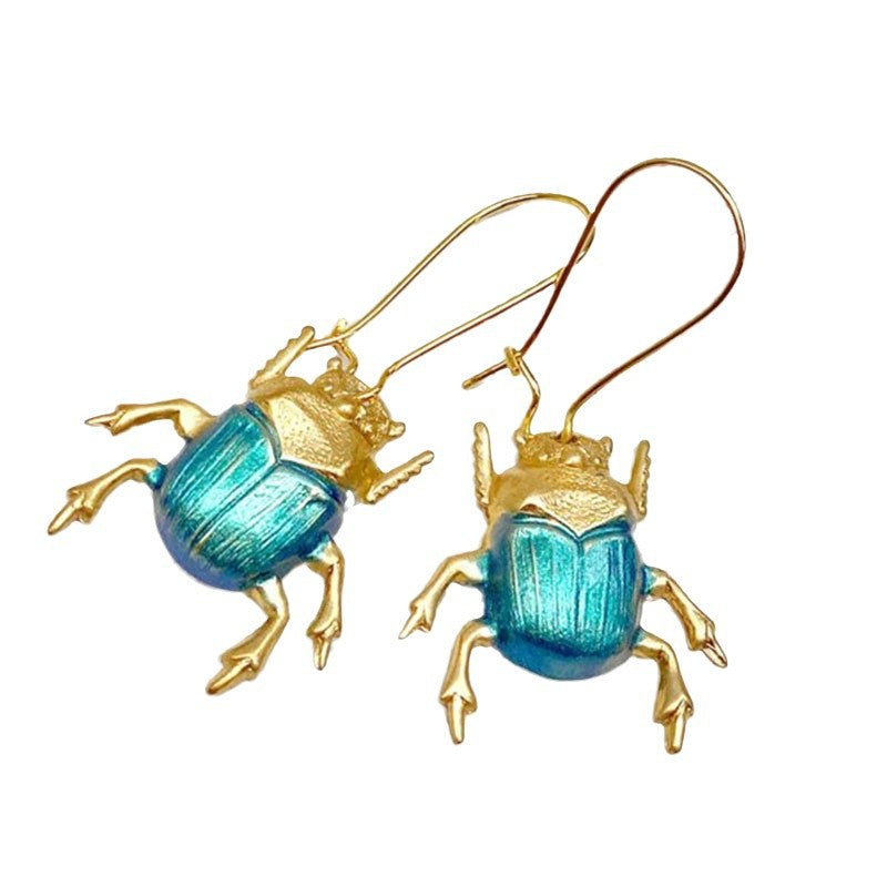 Creative Personality Beetle Gold Metal Animals And Insects Design Earrings Weloria