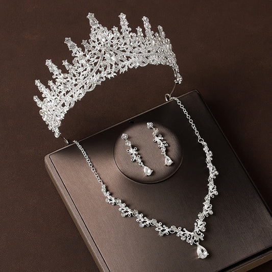 Retro Atmospheric Rhinestone Birthday Crown Hair Accessories Three-piece Suit Weloria