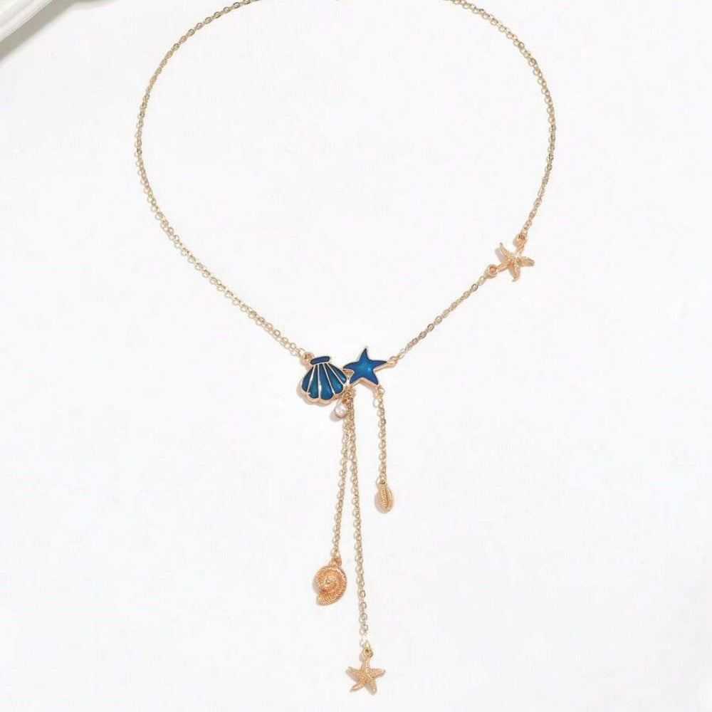 Creative Ocean Style Starfish And Shell Pendant Necklace Simple Weloria
