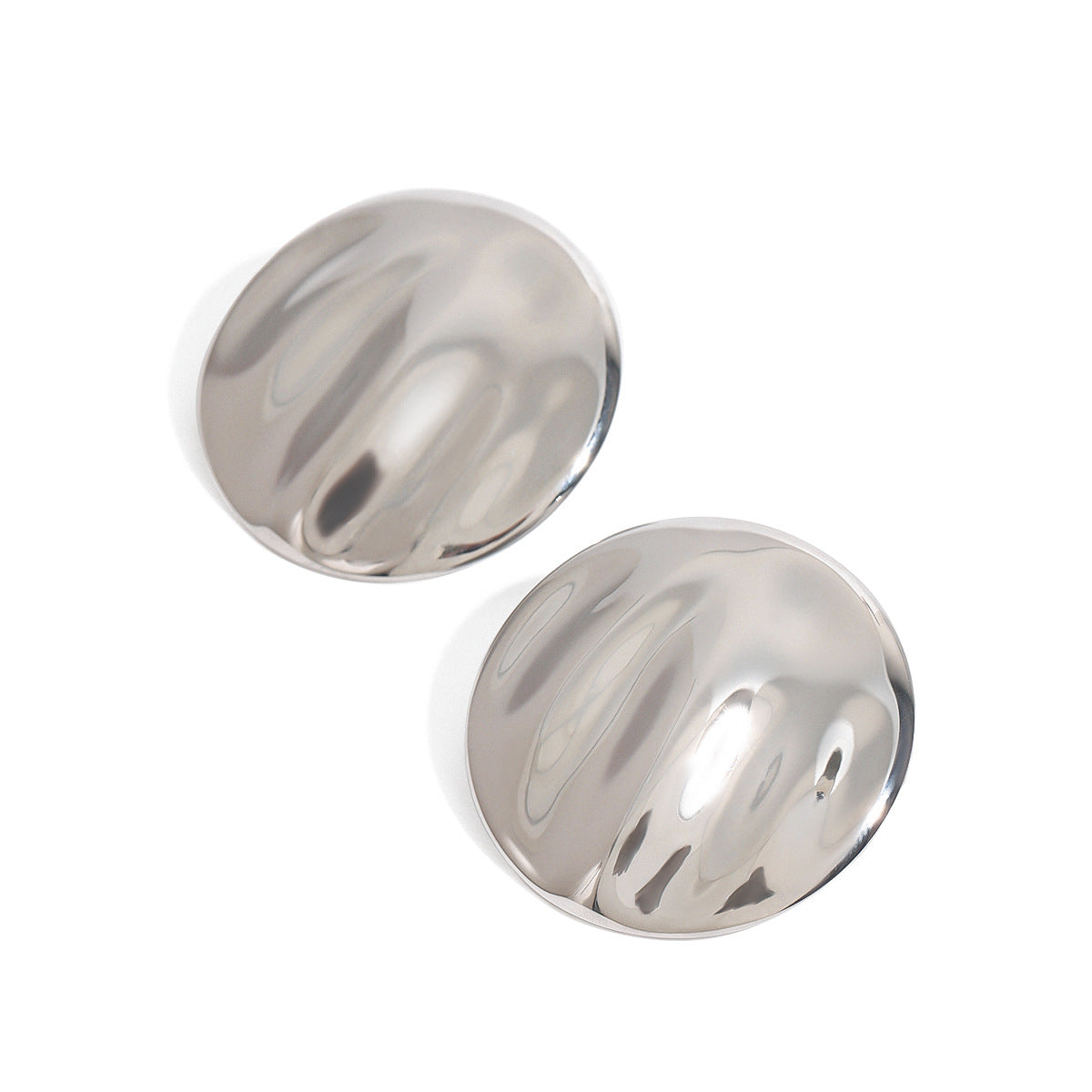 Stud Steel Color Stainless Steel Round Wave Earrings Weloria