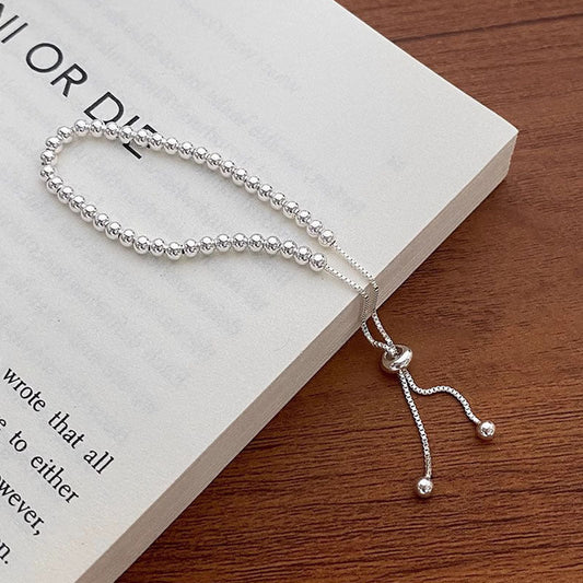 Simple All-Match Silver Round Beads Pull Bracelet For Women New Simple Weloria