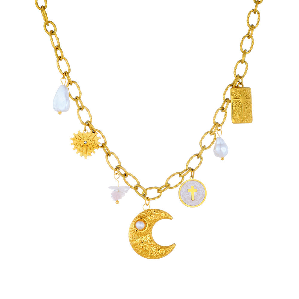 Stainless Steel Chain Star Moon Love Eye Necklace Weloria