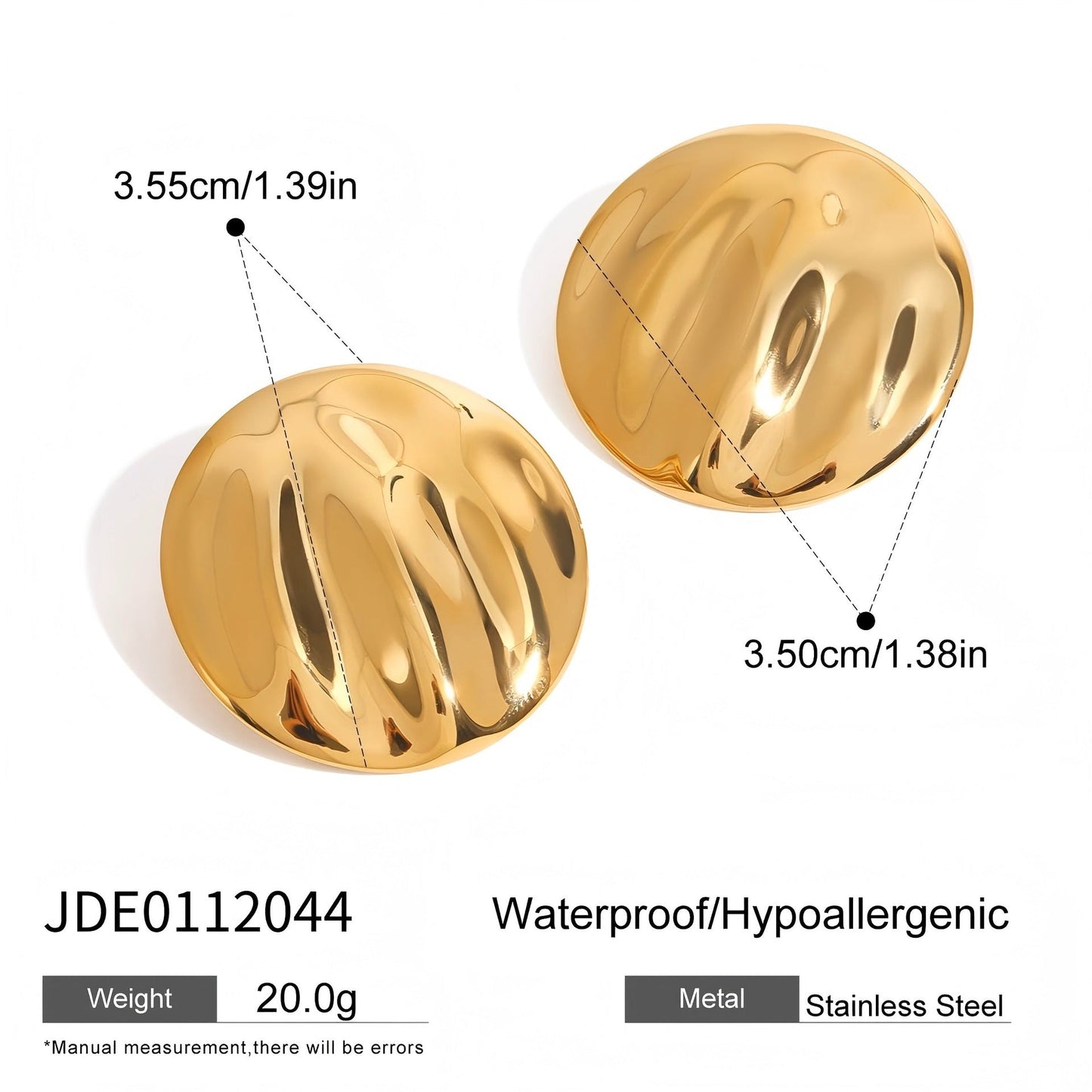 Stud Steel Color Stainless Steel Round Wave Earrings Weloria