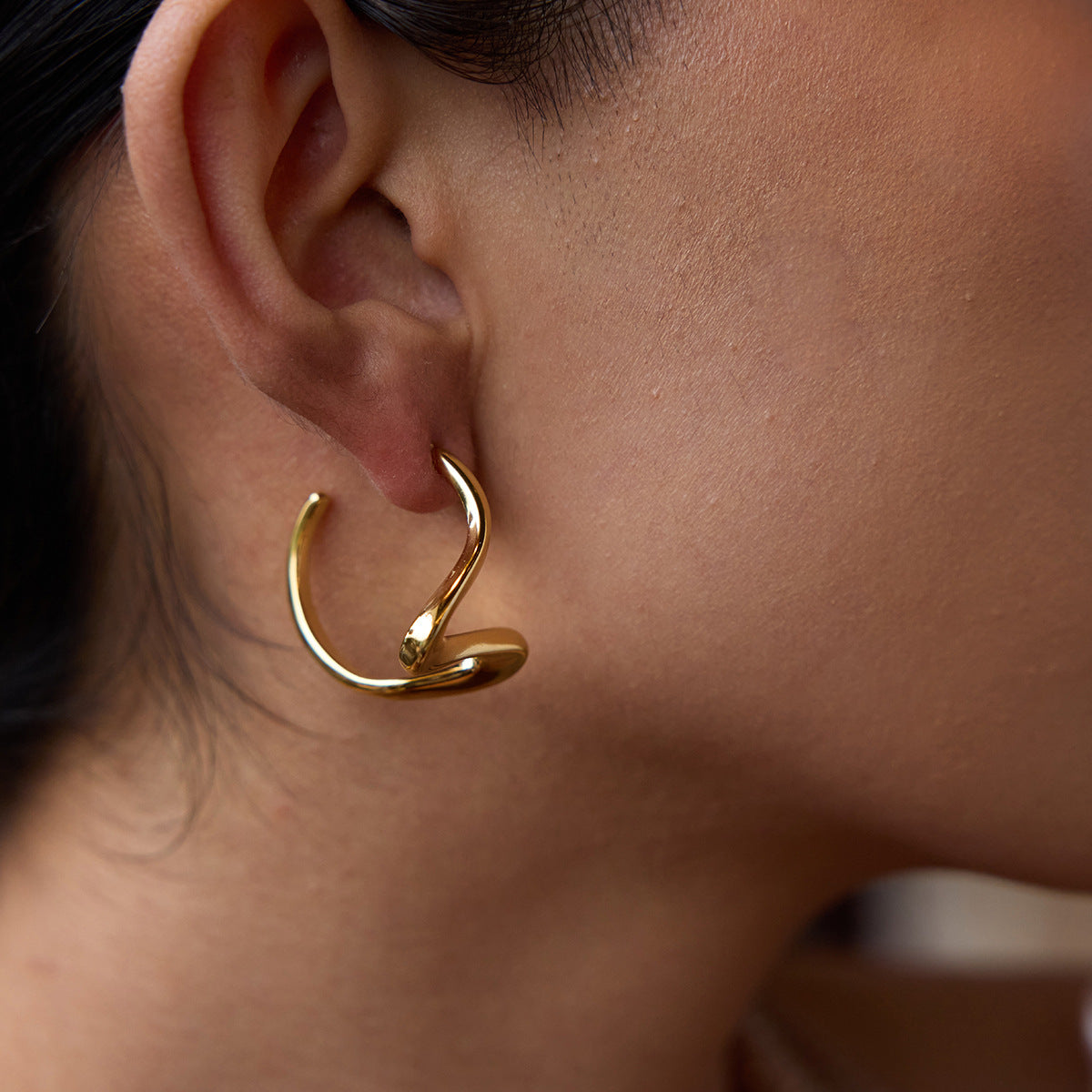 Titanium Steel Earrings Line 18K Gold Stainless Steel Studs Weloria