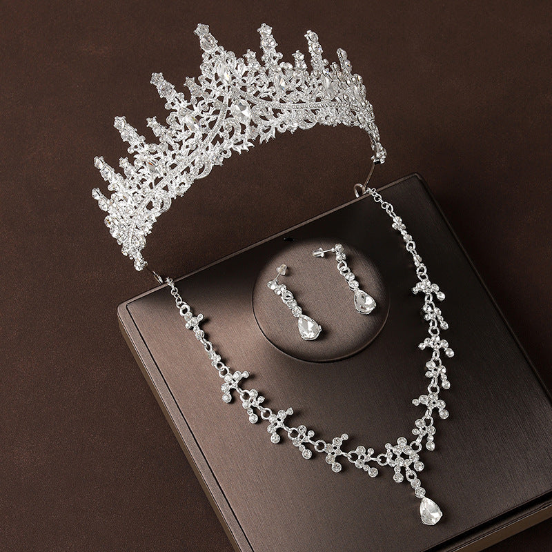Retro Atmospheric Rhinestone Birthday Crown Hair Accessories Three-piece Suit Weloria