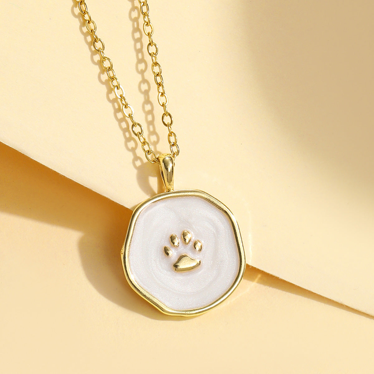 18K Real Gold Plated Drop Oil Cat's Paw Dog's Paw Pendant Necklace Weloria