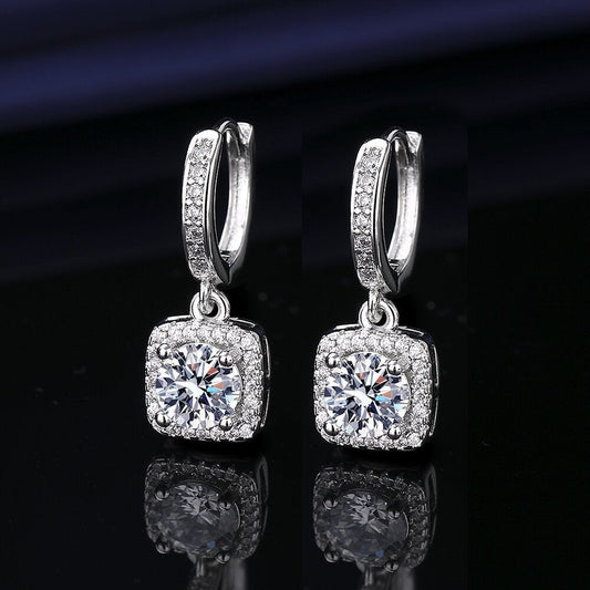 Heart-shaped Six-claw Inlaid Zircon Earrings Weloria