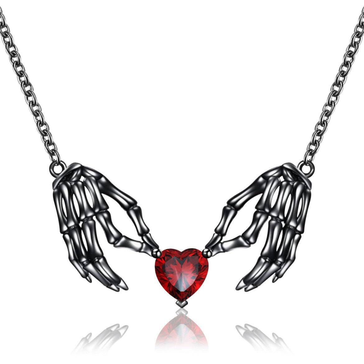 Dark Red Love Ghost Claw Pendant Necklace Weloria