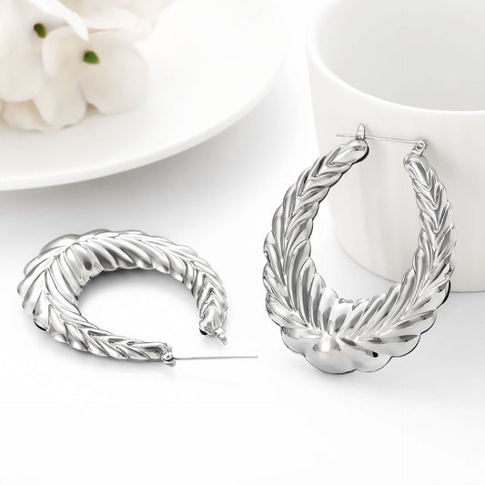 Fashion Personality Wheat Pattern Oval Earrings Weloria