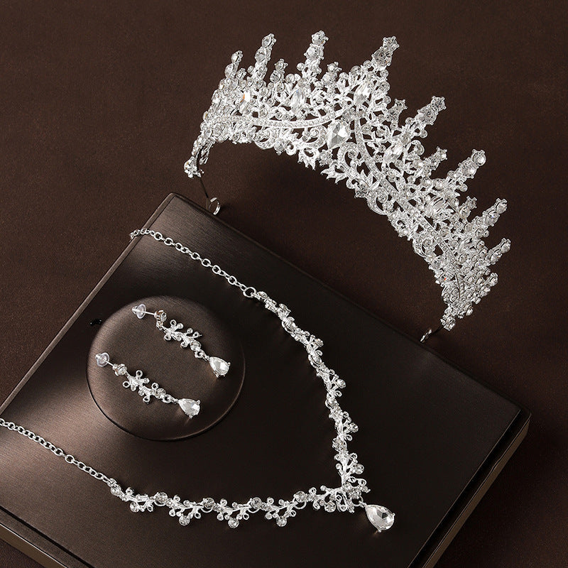 Retro Atmospheric Rhinestone Birthday Crown Hair Accessories Three-piece Suit Weloria