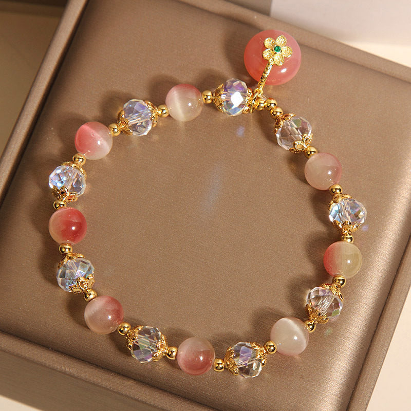 New Chinese Style Gradually Varied Pink Opal Bracelet Women's Light Luxury Small Weloria