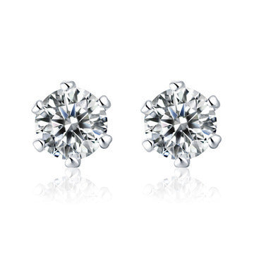 Heart-shaped Six-claw Inlaid Zircon Earrings Weloria