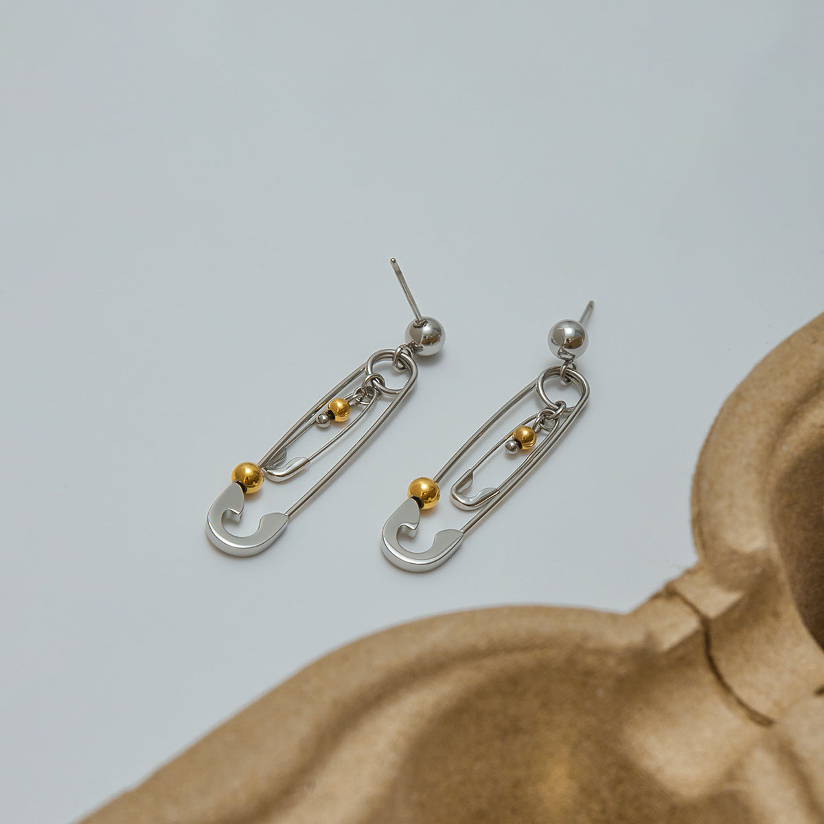 Stainless Steel Clip Ear Studs Titanium Steel No Fading Earrings Weloria
