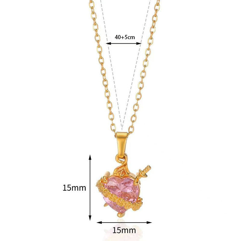 Cupid Elos Arrow Heart Flower Pendant With Brick Crystal Necklace Weloria