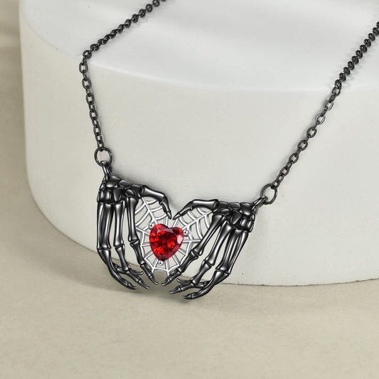 Dark Red Love Ghost Claw Pendant Necklace Weloria
