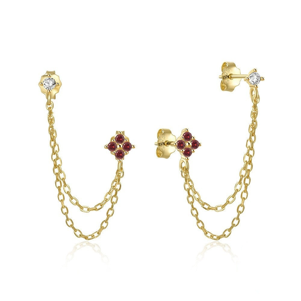 Chain Tassel Diamond Ear String Ear Studs Earrings Weloria