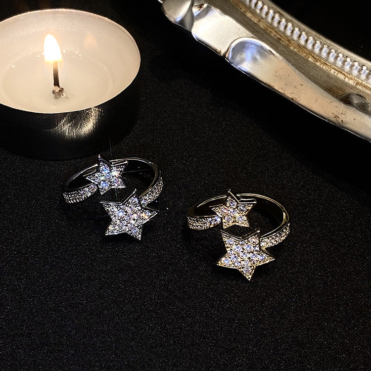 Cold Style Zircon Star Open-end Ring Fashion All-match Bracelet For Women Weloria