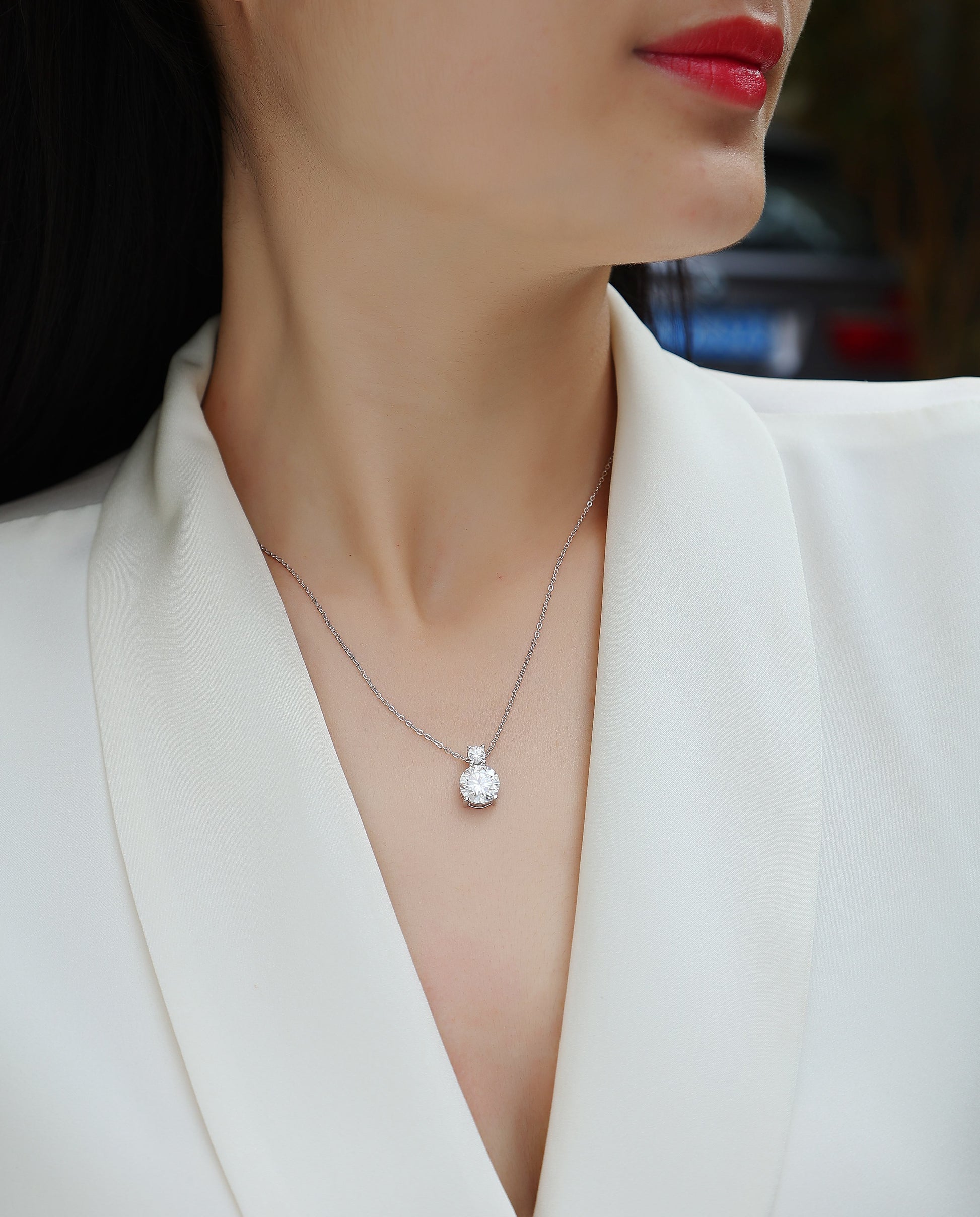 Jazz Manor - A Fashionable And Luxurious Diamond Jewelry Piece Set With 3-carat Moissanite S925 Sterling Silver And Platinum-plated Pendant Weloria